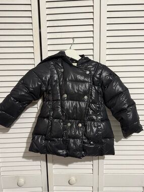Diesel Little Girls Black Quilted Puffer Coat with Hood